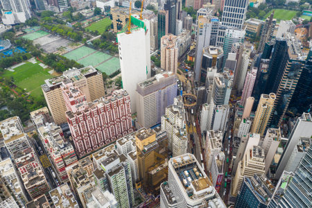 Causeway Bay, Hong Kong 07 May 2019: top view of Hong Kong cityのeditorial素材