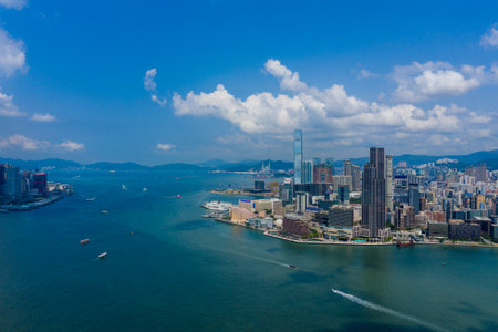 Hong Kong, 06 September 2019: Top view of Hong Kong cityのeditorial素材