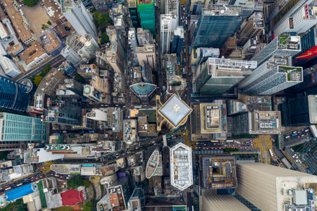Central, Hong Kong 24 September 2019: Aerial view of Hong Kong cityのeditorial素材