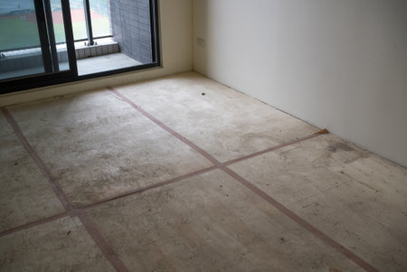 Apartment renovation process with unfinished interiorの写真素材