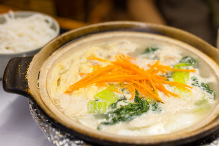 Vegetable with soup bowl in the restaurant