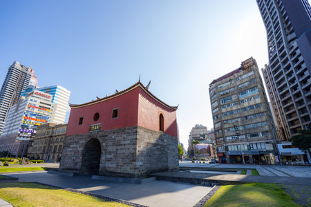 Taipei, Taiwan 02 January 2024: Taipei city with red brick building Beimenの写真素材