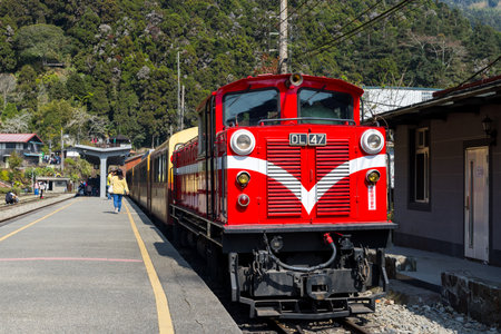 Taiwan 7 February 2023: Fenqihu station in alishan at Taiwanの写真素材