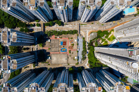 Tai Koo, Hong Kong 22 September 2019: Top view of Hong Kong cityscapeの写真素材