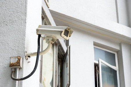 Surveillance camera mounted at outdoor