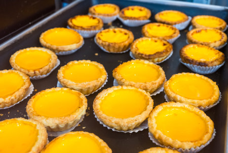 Egg tart in the bakery shopの写真素材