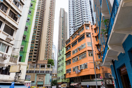 Hong Kong 27 April 2024: blue house in wan chai district of Hong Kong cityの写真素材