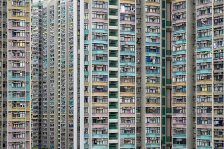 Hong Kong residential building facadeの写真素材