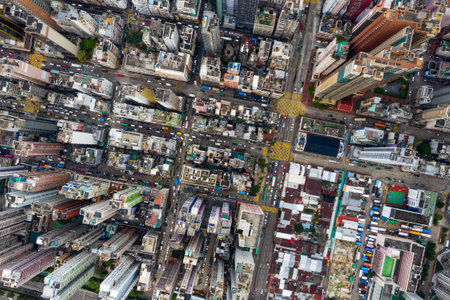 Central, Hong Kong 29 April 2019: Top down view of Hong Kong cityの写真素材