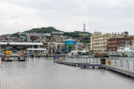 New Taipei, Taiwan 12 June 2022: Inner Harbor of Keelung cityの写真素材