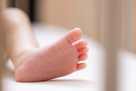 Newborn Baby feet close upの写真素材