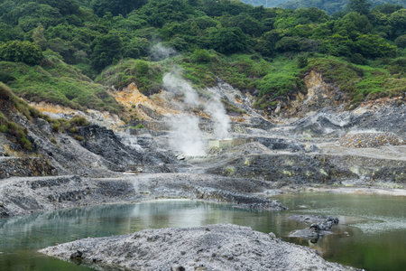 Huangxi hot spring recreation area in Yangmingshan national park of Taiwanの写真素材
