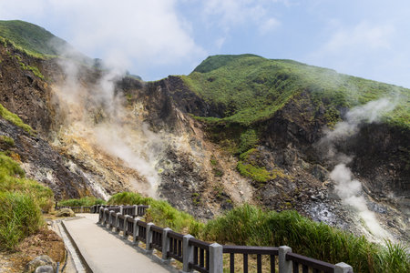 Huangxi hot spring recreation area in Yangmingshan national park of Taiwanの写真素材