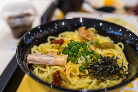 Delicious Japanese abura soba ramen with topping