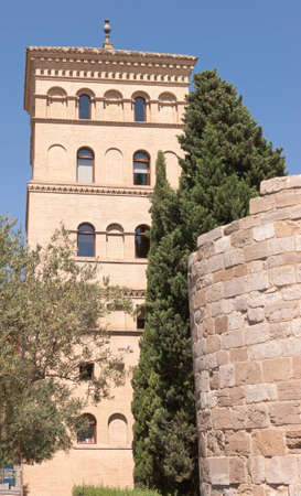 Torreon de la Zuda in Zaragoza. Thi was the tower of honour of the muslim palace called Zuda, Azuda or Sudda. It was rebuilt in the XVI century and restored between 1946 and 1952.のeditorial素材