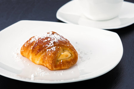 choux pastry on a white plateの写真素材