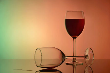 Glass of red wine on white glassの写真素材