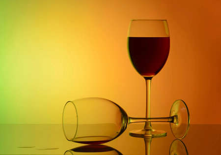 Glass of red wine on white glassの写真素材