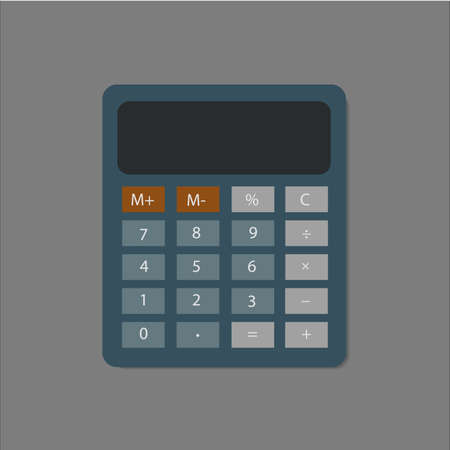 Electronic calculator with shadow in flat style. Digital keypad math isolated device vector illustration.のイラスト素材