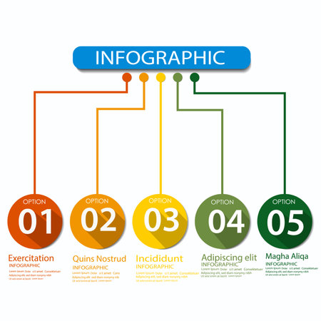 Vector Infographic label design template with icons and 5 options or steps. Can be used for process diagram,のイラスト素材