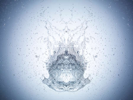 Exploding water balloon on white background