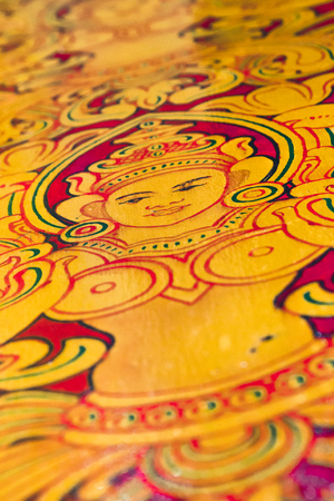 Mural painting of Buddha at a temple in Anuradhapura, Sri Lankaの写真素材