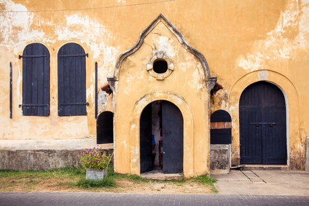 Part of the warehouse building surrounding the old gate of the city of Galle, constructed by the Dutch East India company.のeditorial素材