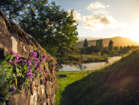 peaceful scene landscape in the scottish town of Callander in the scottish highlands and close to the trossachs national parkの写真素材