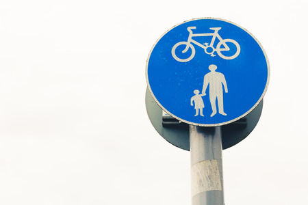 Pedestrian and Cycling shared lane blue sign photo