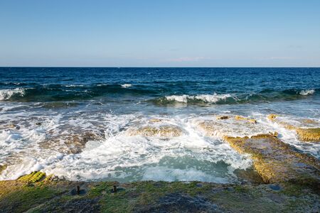 seaside baths carved out of rock on the sliema seafront.の写真素材