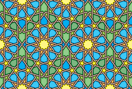 Seamless Oriental Geometric Vector Pattern 5 - Moorish Art from the Alhambra in Granada, Spain -...