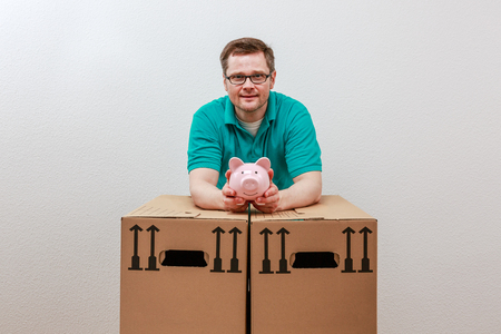Man saves with the move, conceptの写真素材