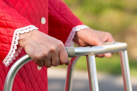 Senior woman using a walkerの写真素材