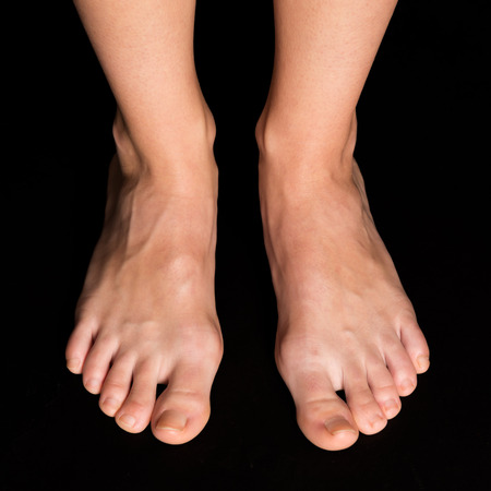 Foot care on black backgroundの写真素材