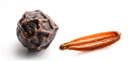 Macro image of black pepper and chimen