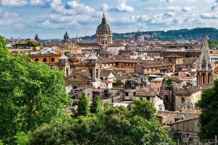 Cityscape of Rome, a view from the Gianicolo (Janiculum) hill, Italy.