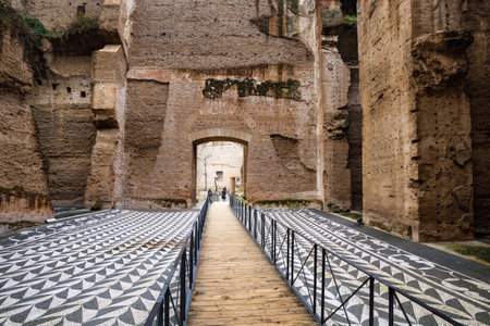 Rome, Italy - December 11, 2022: Terme di Caracalla or the Bath of Caracalla, ruins of ancient Roman public baths.のeditorial素材
