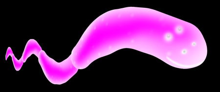 It is a pink worm. He smiles. He is depicted in perspective.