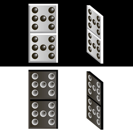 Painted black and white dominoes. In the full-face and half-turned. "Konstrutor" to create a dominoes with their values attached.のイラスト素材
