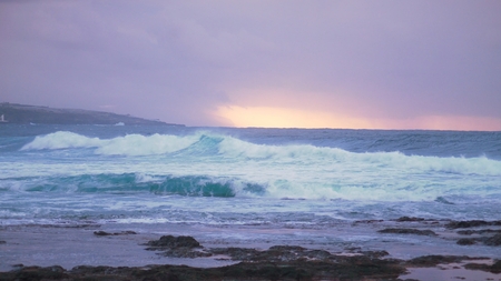 ocean before the storm at sunsetの写真素材