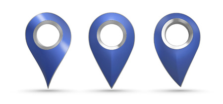 Isolated blue map pointer set. 3D Illustrationの写真素材