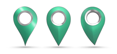 Isolated green map pointer set. 3D Illustrationの写真素材