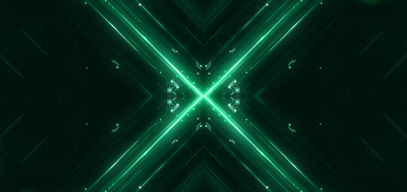 Green hi-tech user interface. Digital global speed technology concept, abstract background. 3d renderingの写真素材