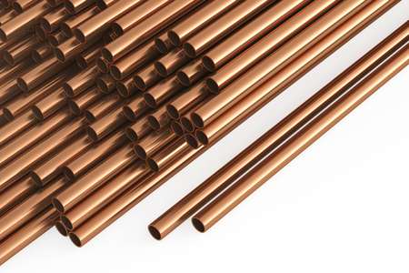 Copper pipes on a white background. 3d renderingの写真素材