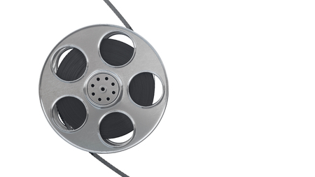 Film reel isolated on white background. Closeup with area for a text. 3d illustrationの写真素材