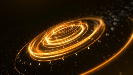 Science fiction futuristic 3D speed tunnel warp. Abstract lens flare space or time travel concept background. 3d renderingの写真素材
