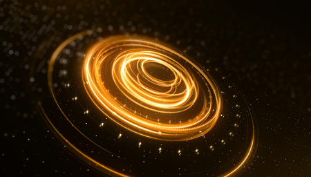Science fiction futuristic 3D speed tunnel warp. Abstract lens flare space or time travel concept background. top view. 3d renderingの写真素材