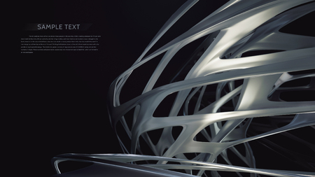 3d white abstract geometric shapes on a black background with beautiful reflections. 3D Rendering.の写真素材