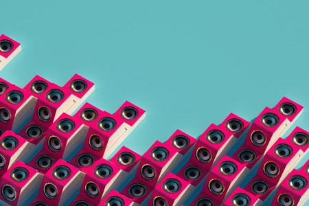 Stylish equalizer from the music speakers in the isometric view. 3d design with long shadow. 3d Illustrationの写真素材