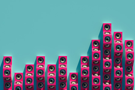 Stylish equalizer from the music speakers in the isometric view. 3d design with long shadow. 3d Illustrationの写真素材